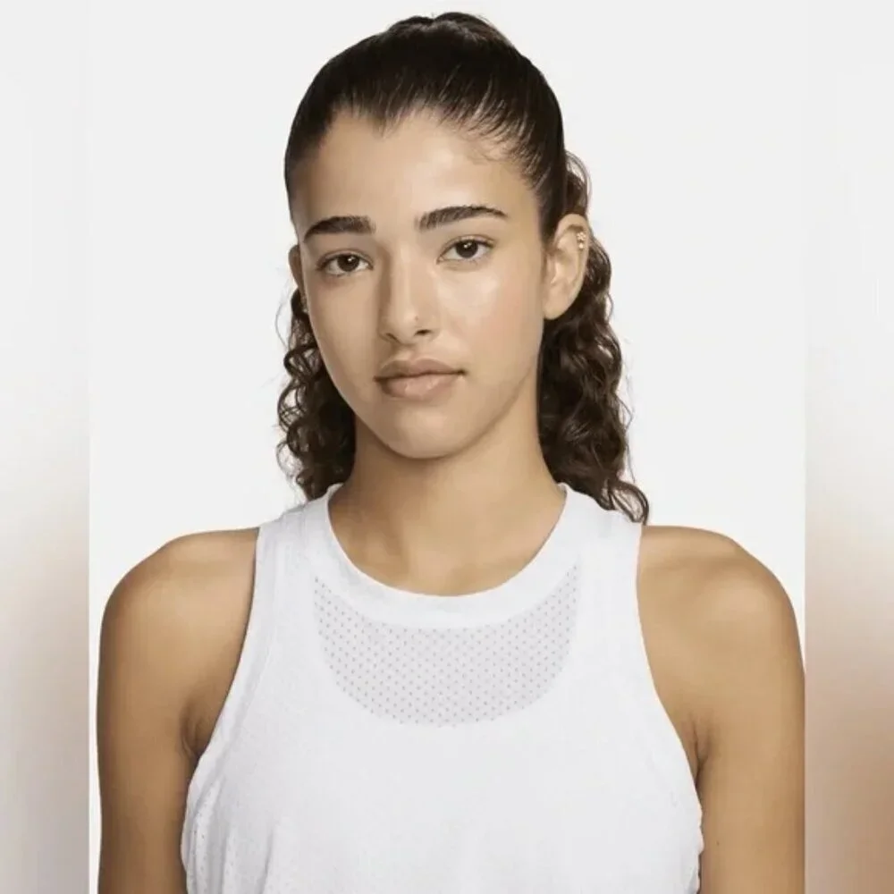 NWT Nike One Classic Breathable Mesh White Dri-FIT Tank Top